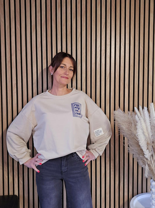 Sweat « More Amor Por Favor ». Beige