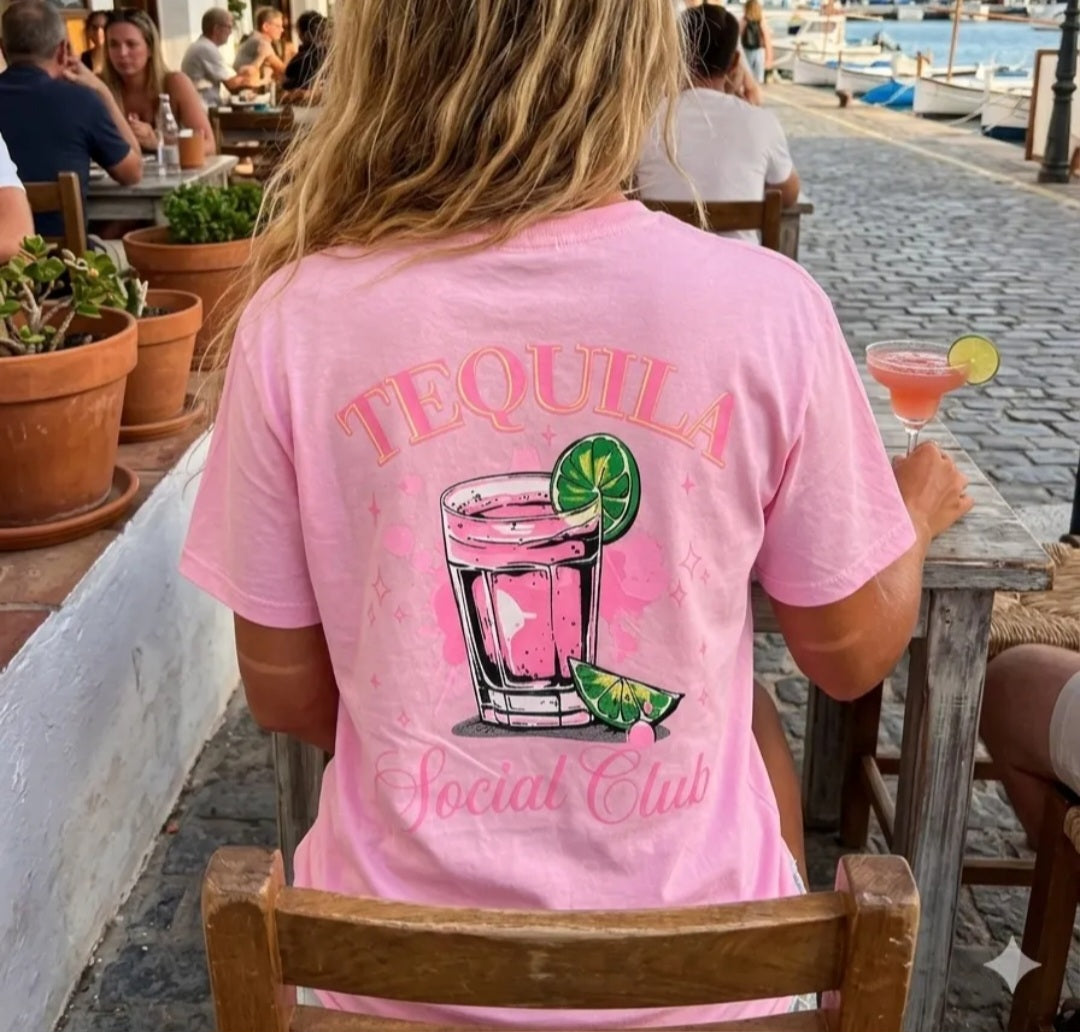 T-shirt Rose “Tequila Social Club” – L’Essentiel Cool & Estival
