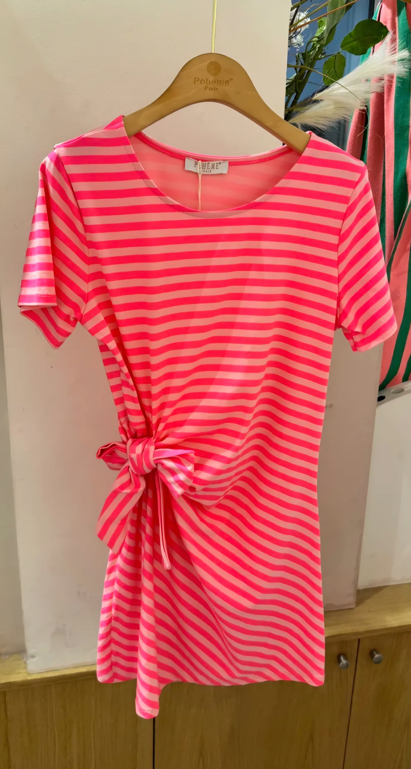 Robe courte lignée fuschia