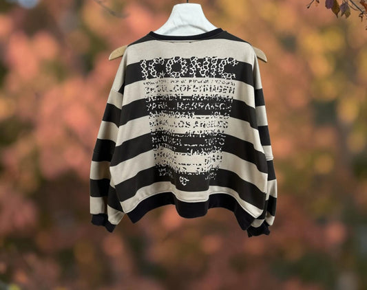 Sweat Iconic rayé. Beige/choco
