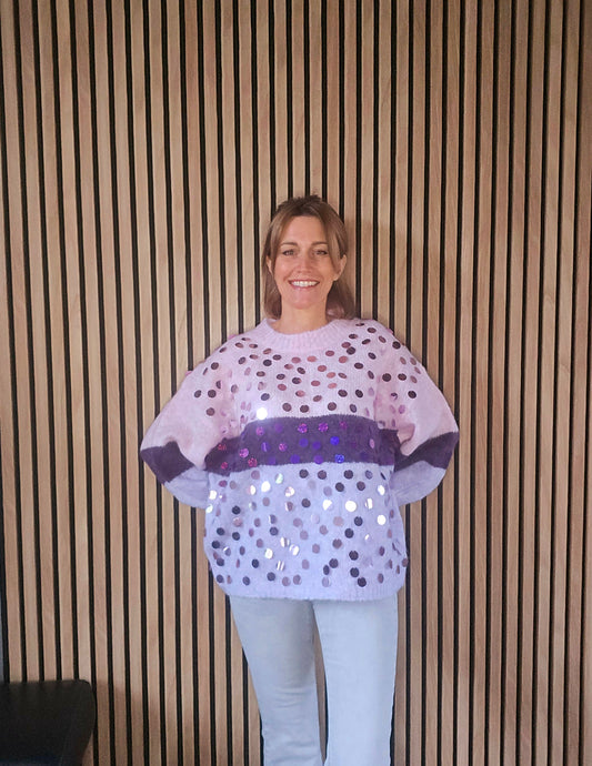 Pull rayé multicolore à sequins