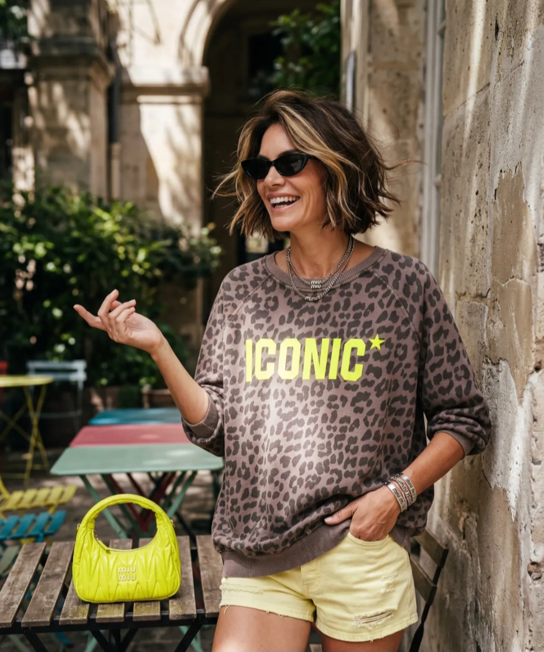 T-shirt sweat Iconic léopard marron