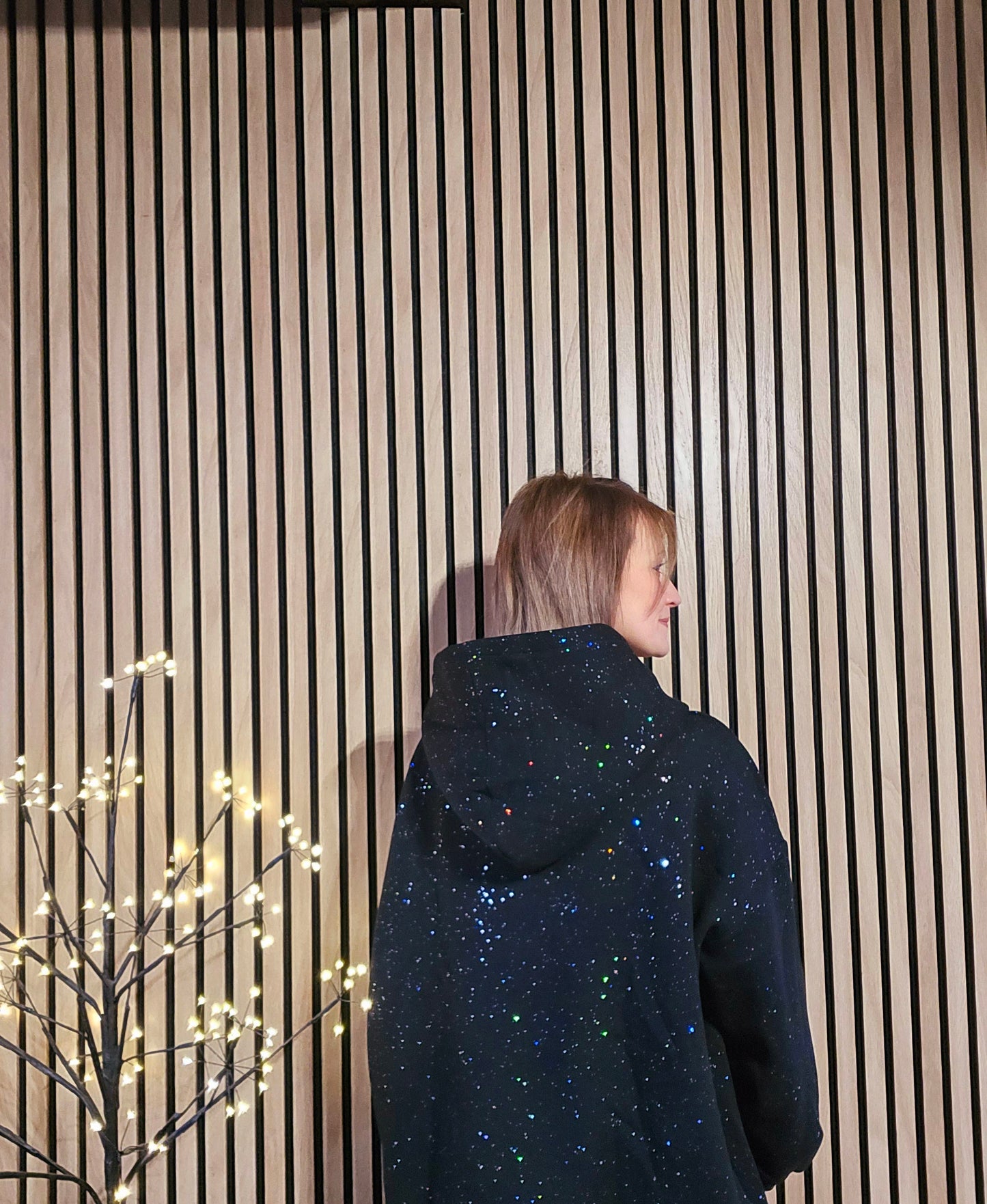 Sweat à capuche paillettes noir