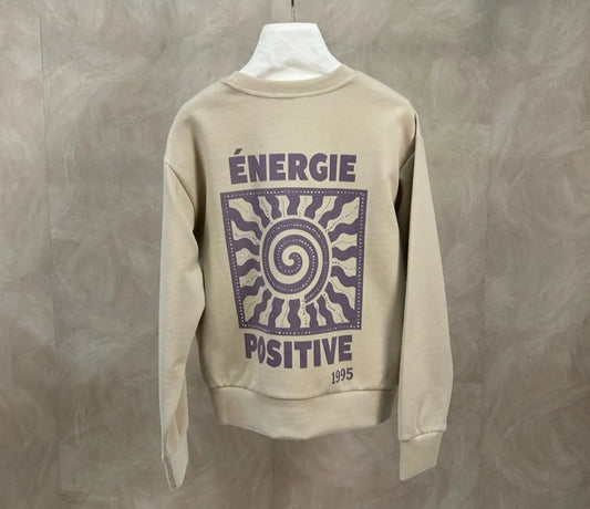 SWEAT À STRASS "ÉNERGIE POSITIVE" ULTRA DOUX ✨️Beige