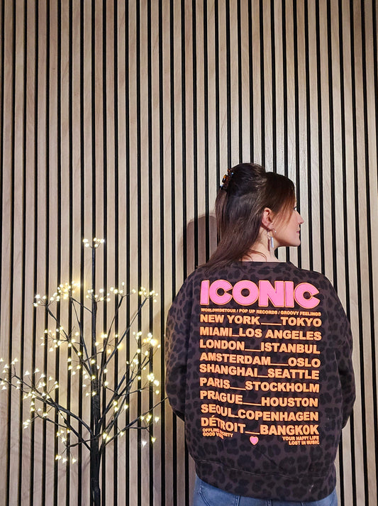 Sweat ICONIC Léopard. Marron