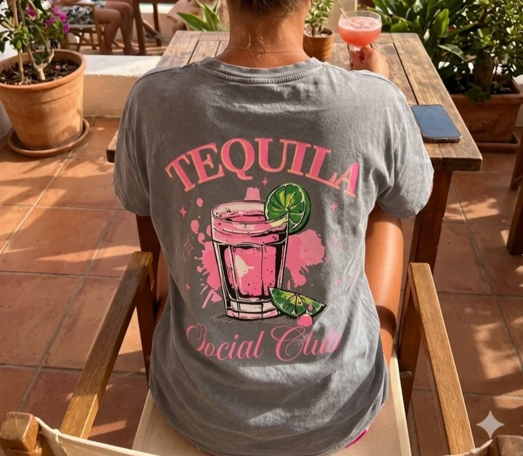 T-shirt gris “Tequila Social Club” – L’Essentiel Cool & Estival