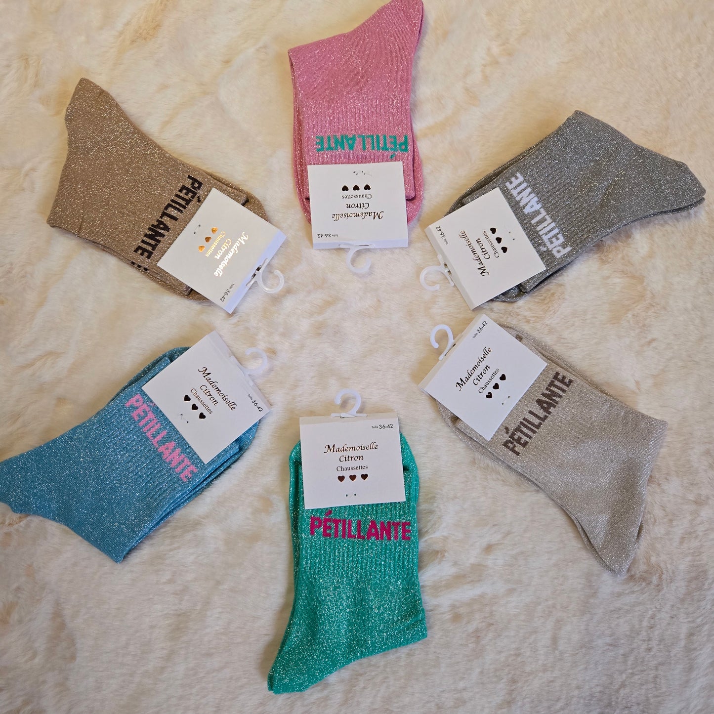✨️ Chaussettes paillettes "Pétillante" grise