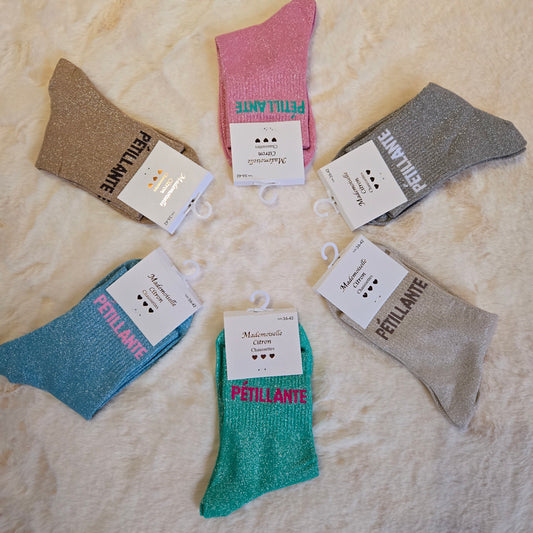 ✨️ Chaussettes paillettes "Pétillante" grise