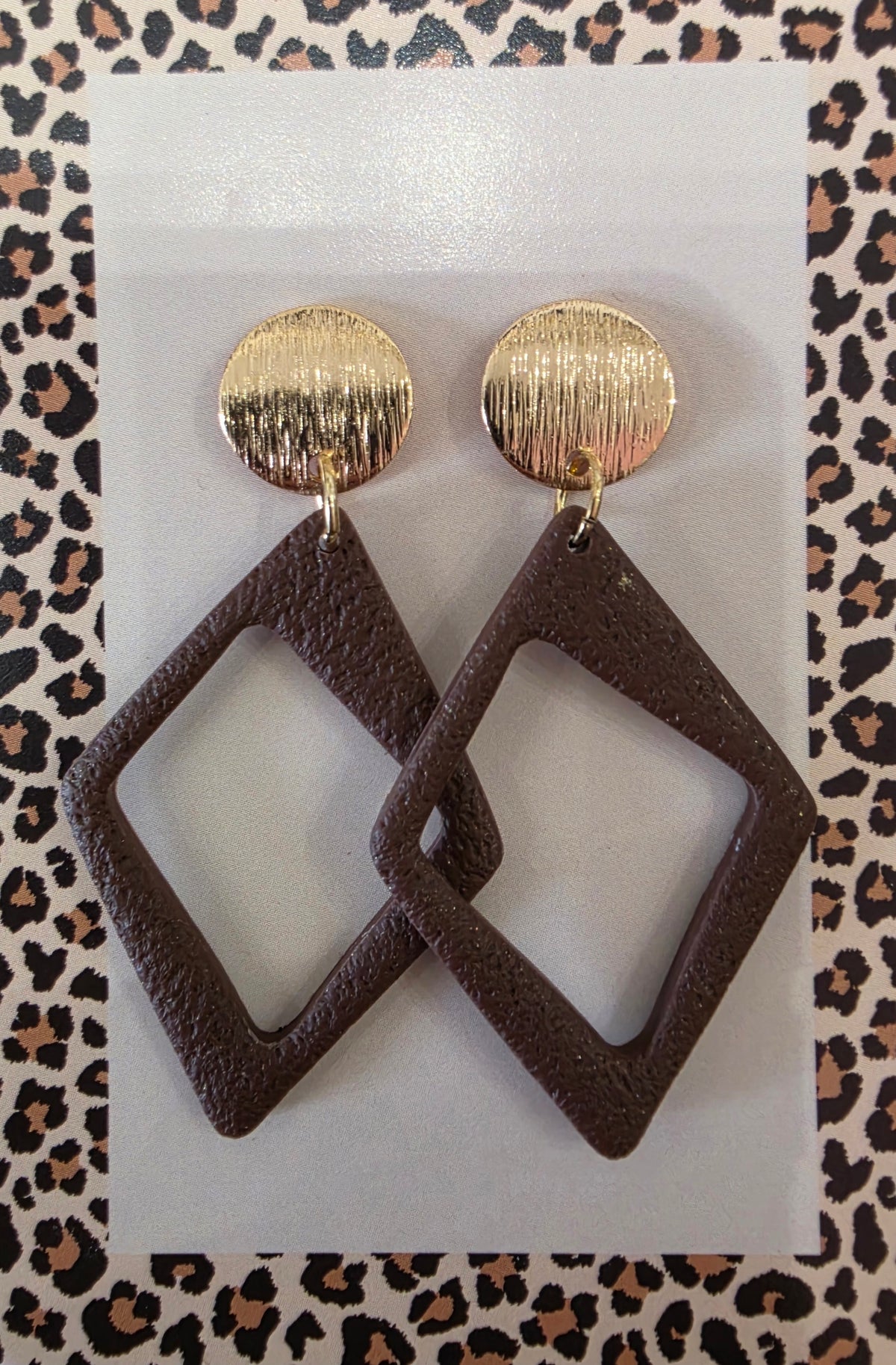 Boucles d'oreilles losanges marron