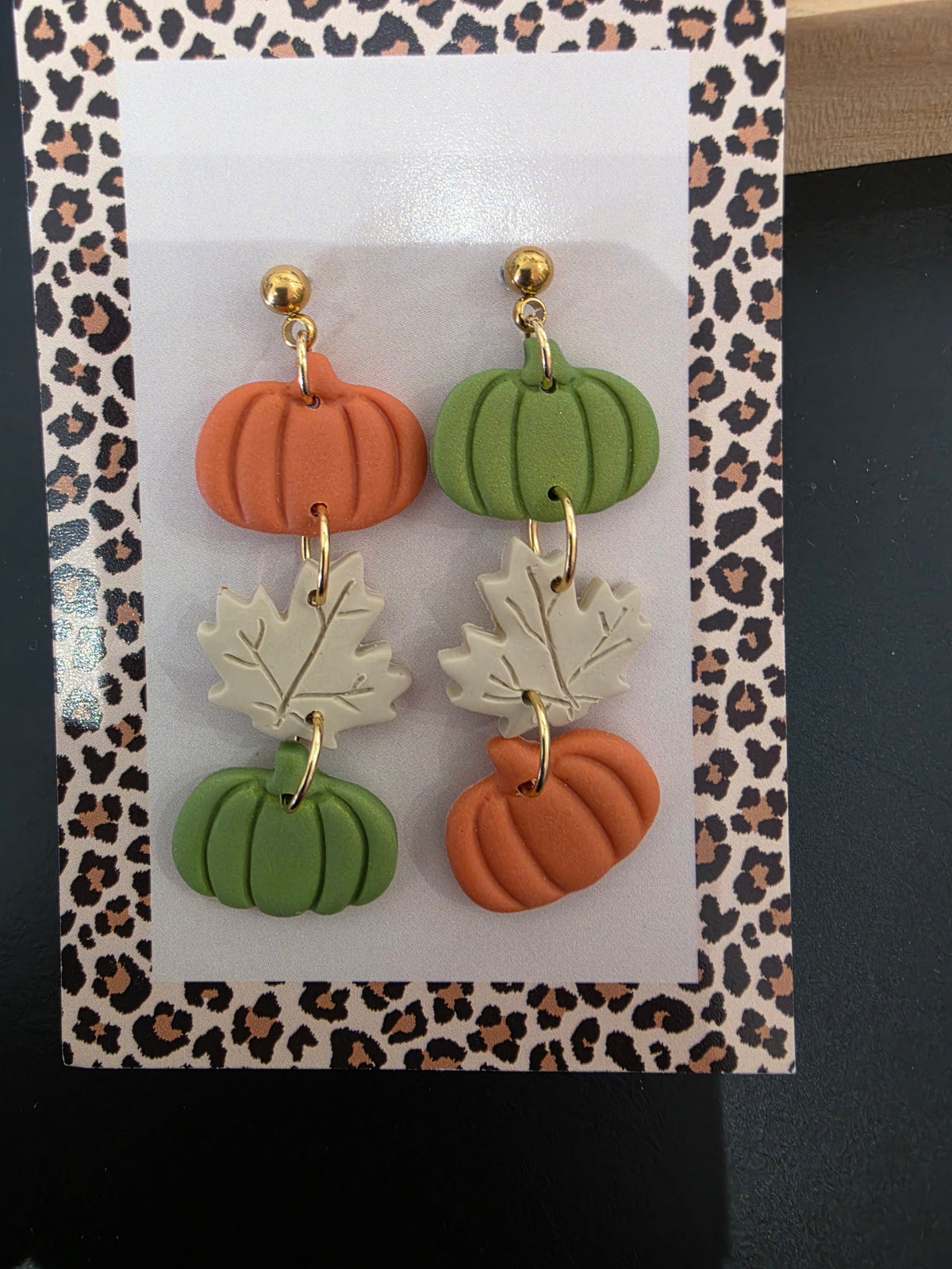 Boucles d'oreilles 3 citrouilles orange
