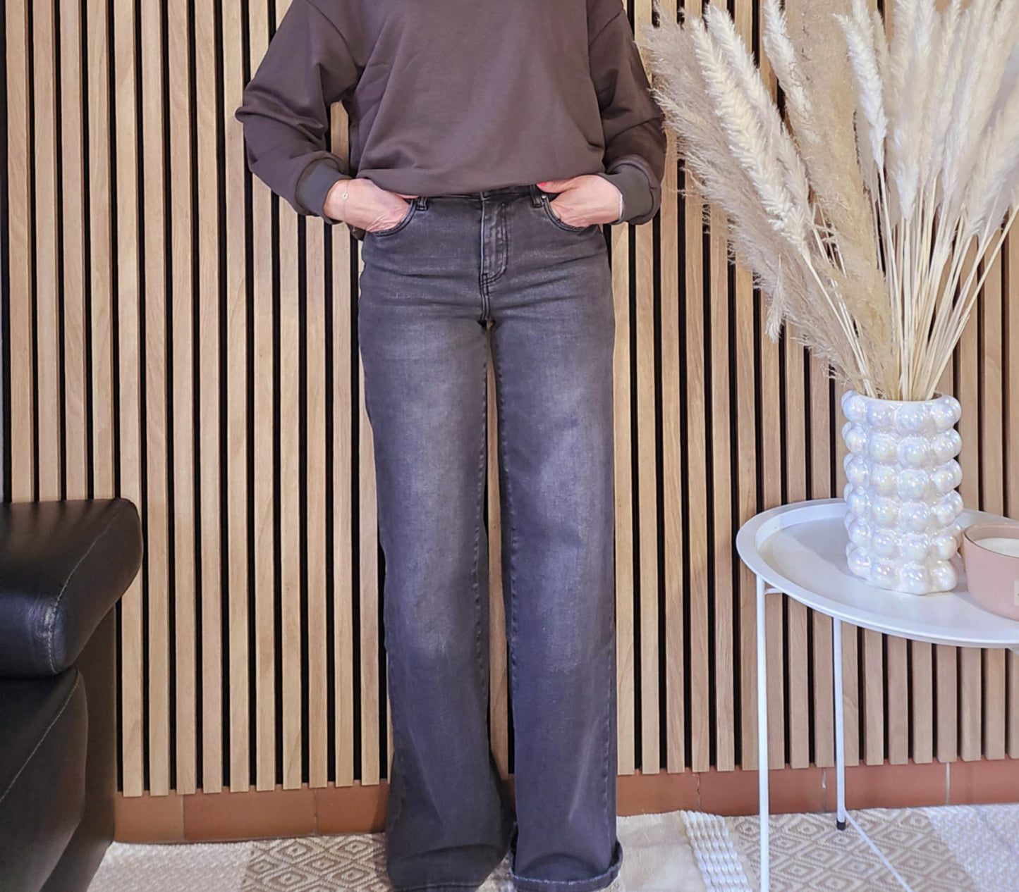 Jeans TOXIK3 large. Noir délavé