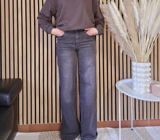 Jeans TOXIK3 large. Noir délavé