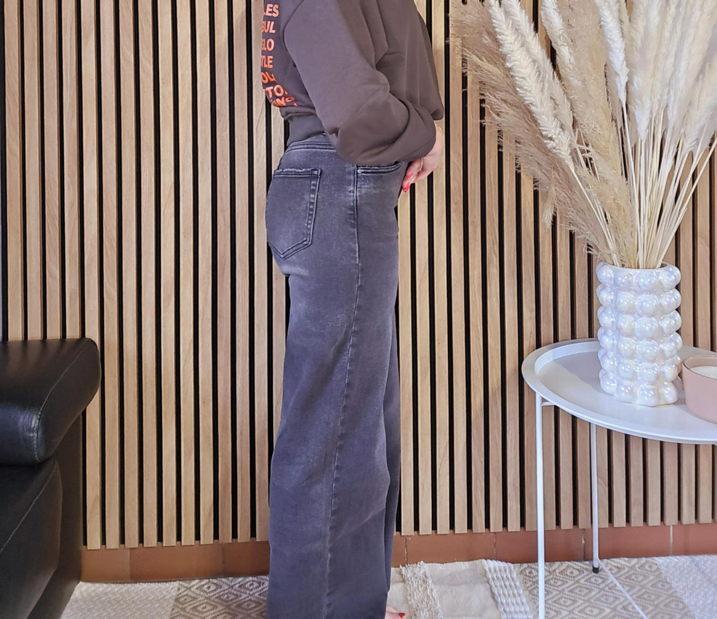 Jeans TOXIK3 large. Noir délavé