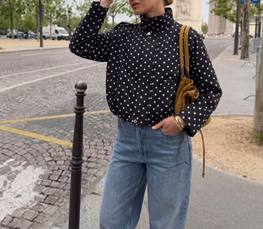 VESTE PETITS POIS. Noir/blanc