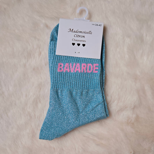 Chaussettes à paillettes "Bavarde" bleu