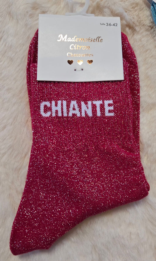 ✨️ Chaussettes paillettes "Chiante" rouge