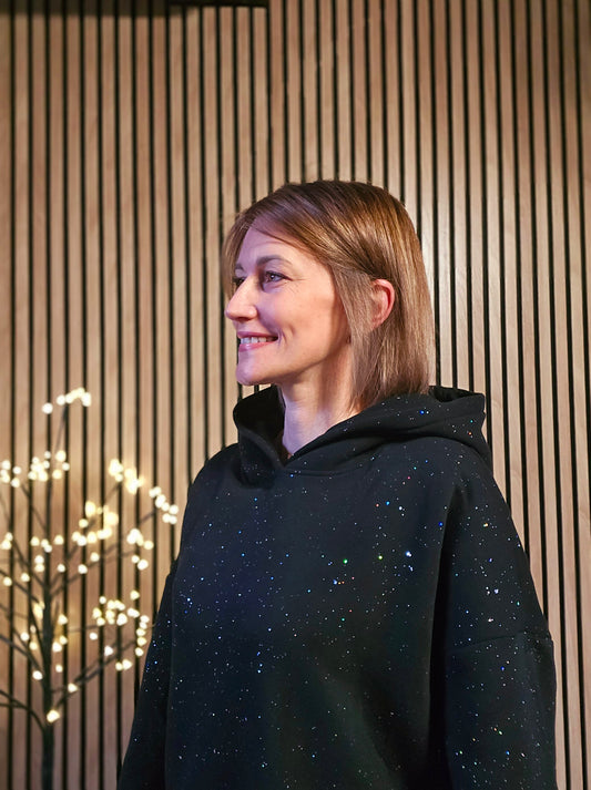 Sweat à capuche paillettes noir