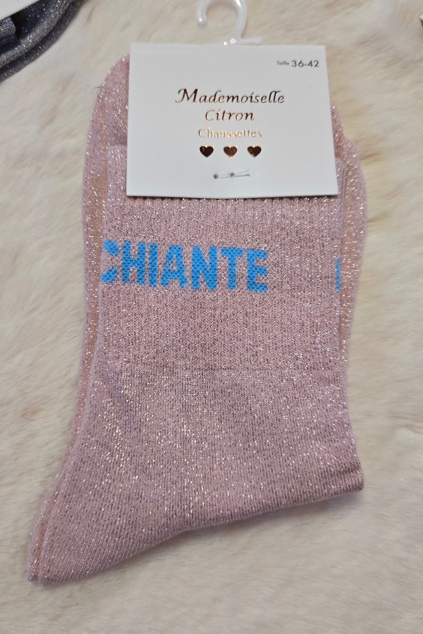 ✨️ Chaussettes paillettes "Chiante" rose