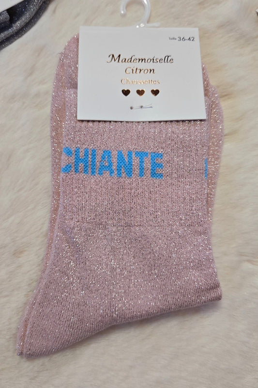 ✨️ Chaussettes paillettes "Chiante" rose