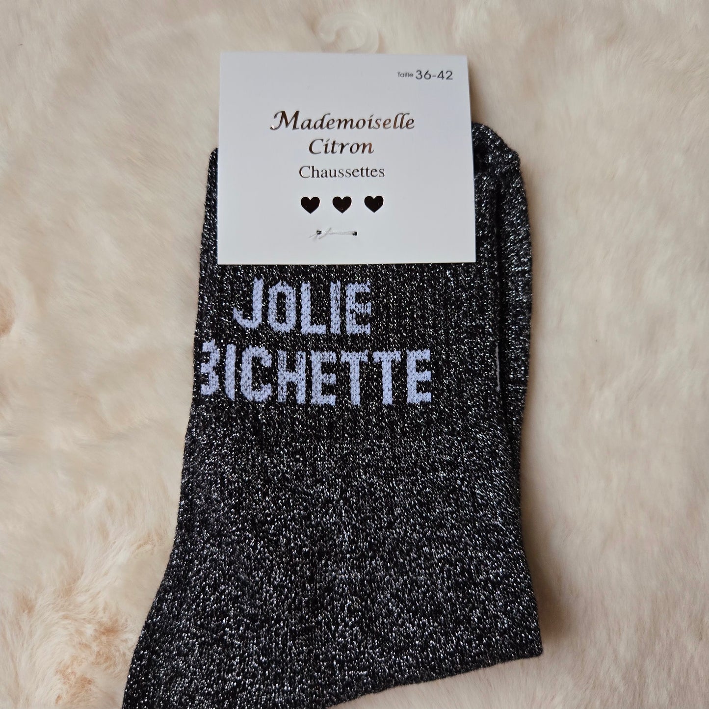Chaussettes à paillettes "Jolie Bichette" noir