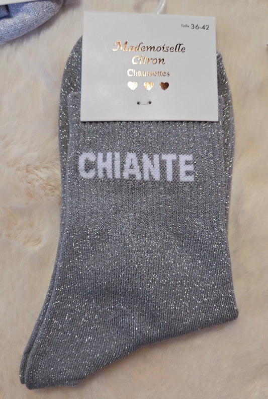 ✨️ Chaussettes paillettes "Chiante" grise