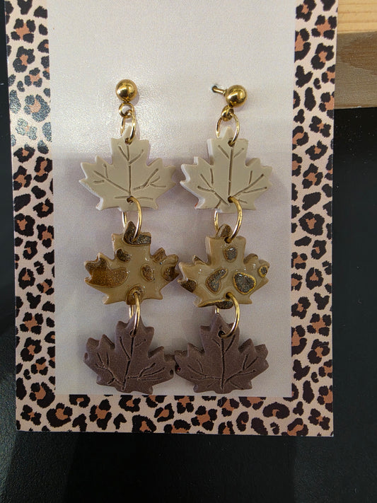 Boucles d'oreilles 3 feuilles léopard