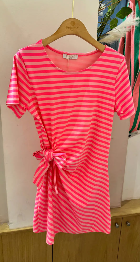 Robe courte lignée fuschia