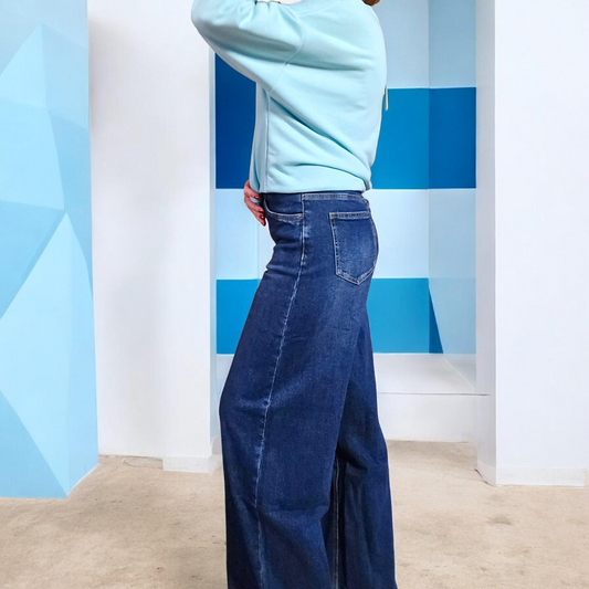 JEANS TOXIK3 LARGE TAILLE CROISÉE BLEU FONCÉ