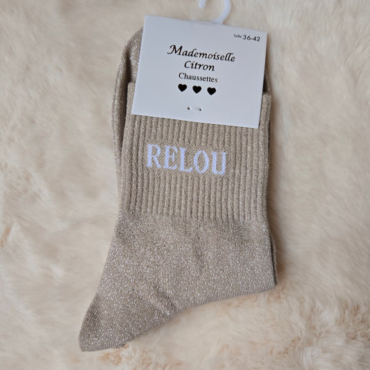 Chaussettes à paillettes "Relou" dorée