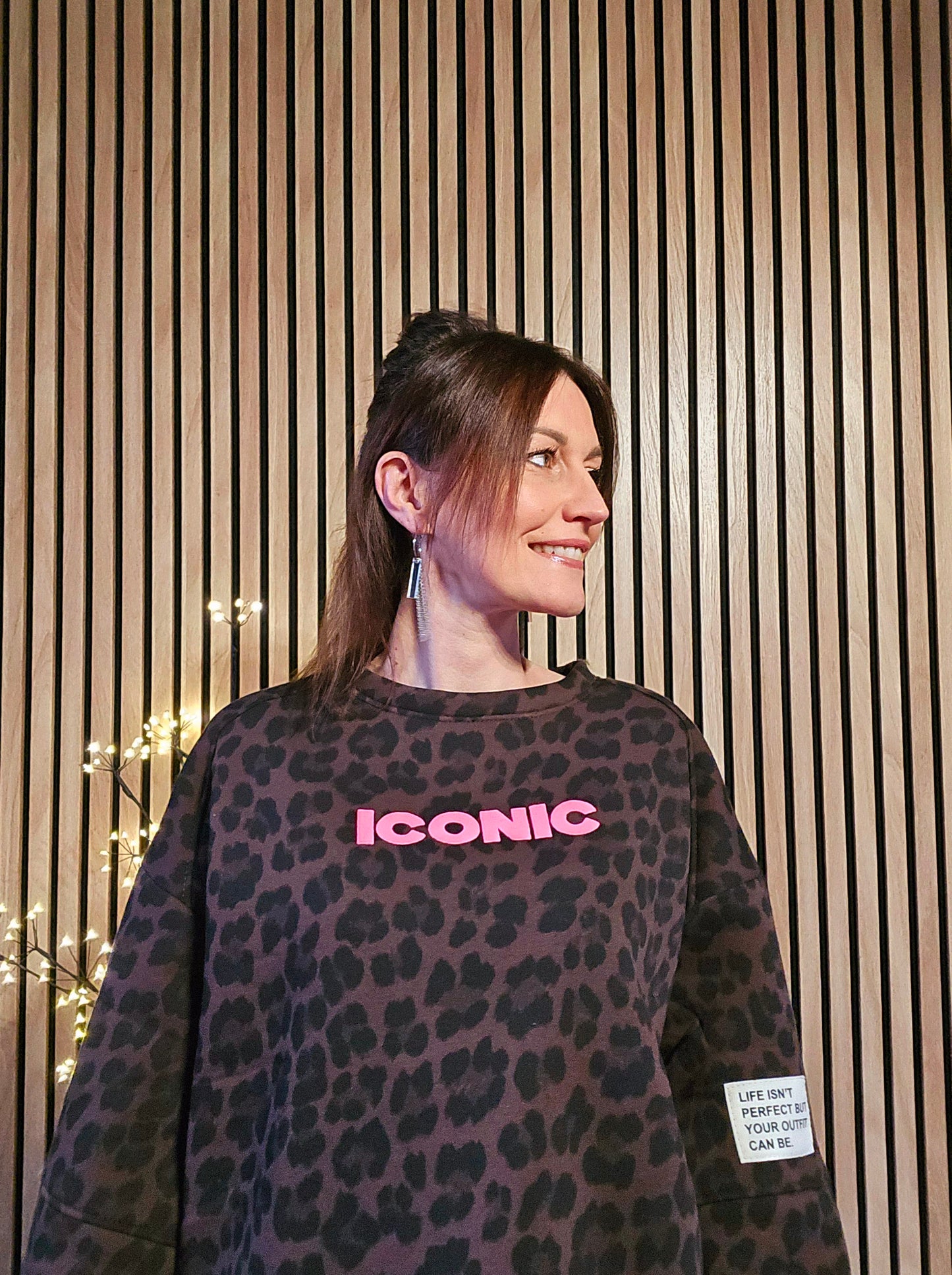 Sweat ICONIC Léopard. Marron