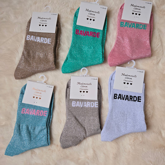 Chaussettes à paillettes "Bavarde" argentée