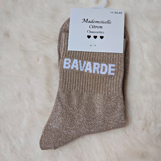 Chaussettes à paillettes "Bavarde" dorée foncée