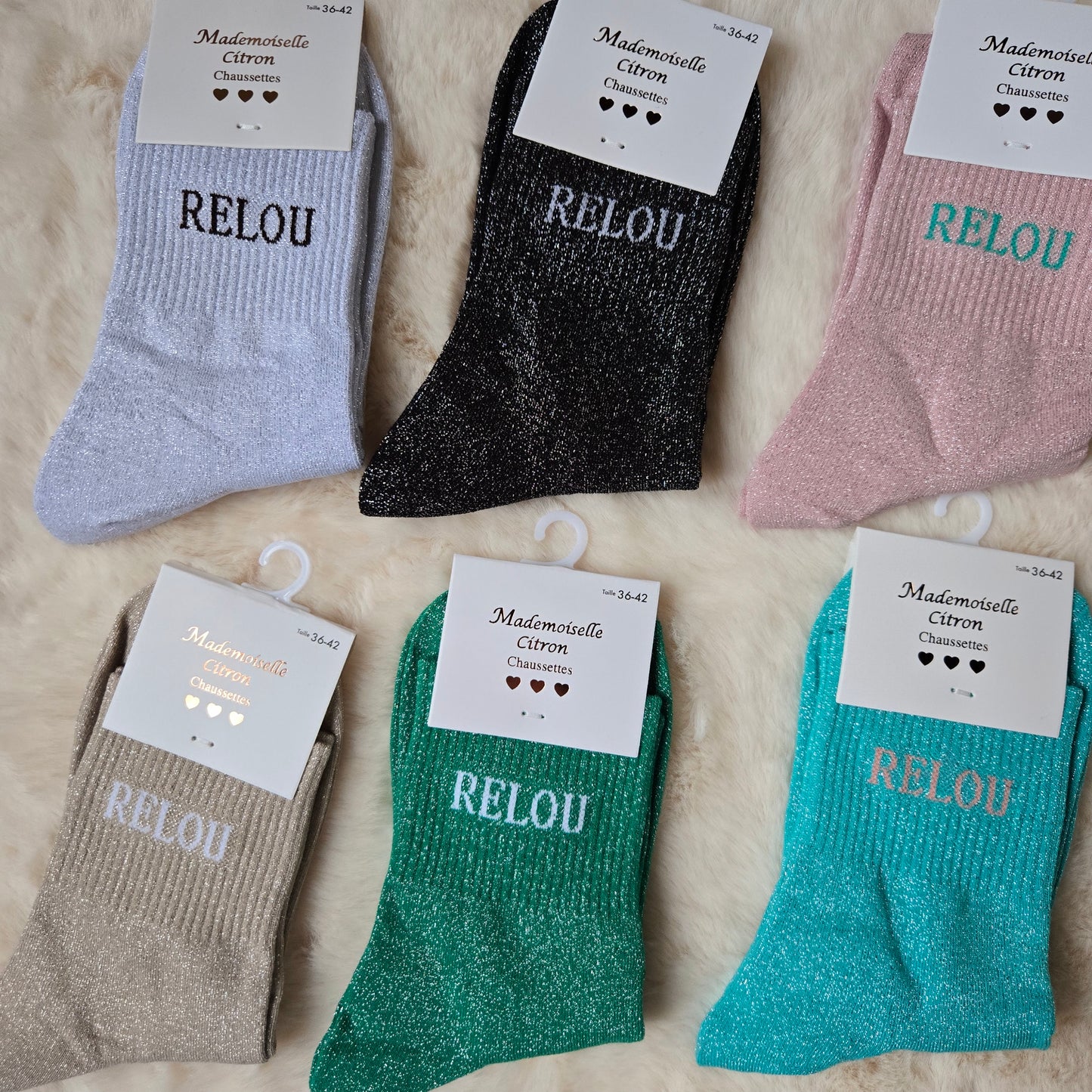 Chaussettes à paillettes "Relou" noir