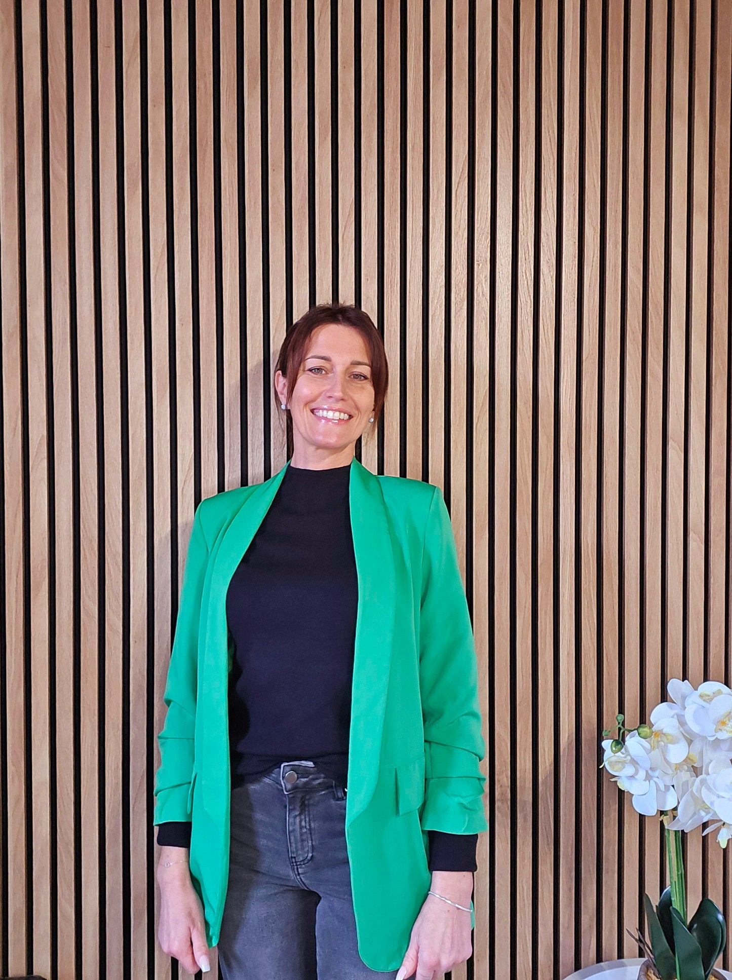 Blazer coupe droite. Vert