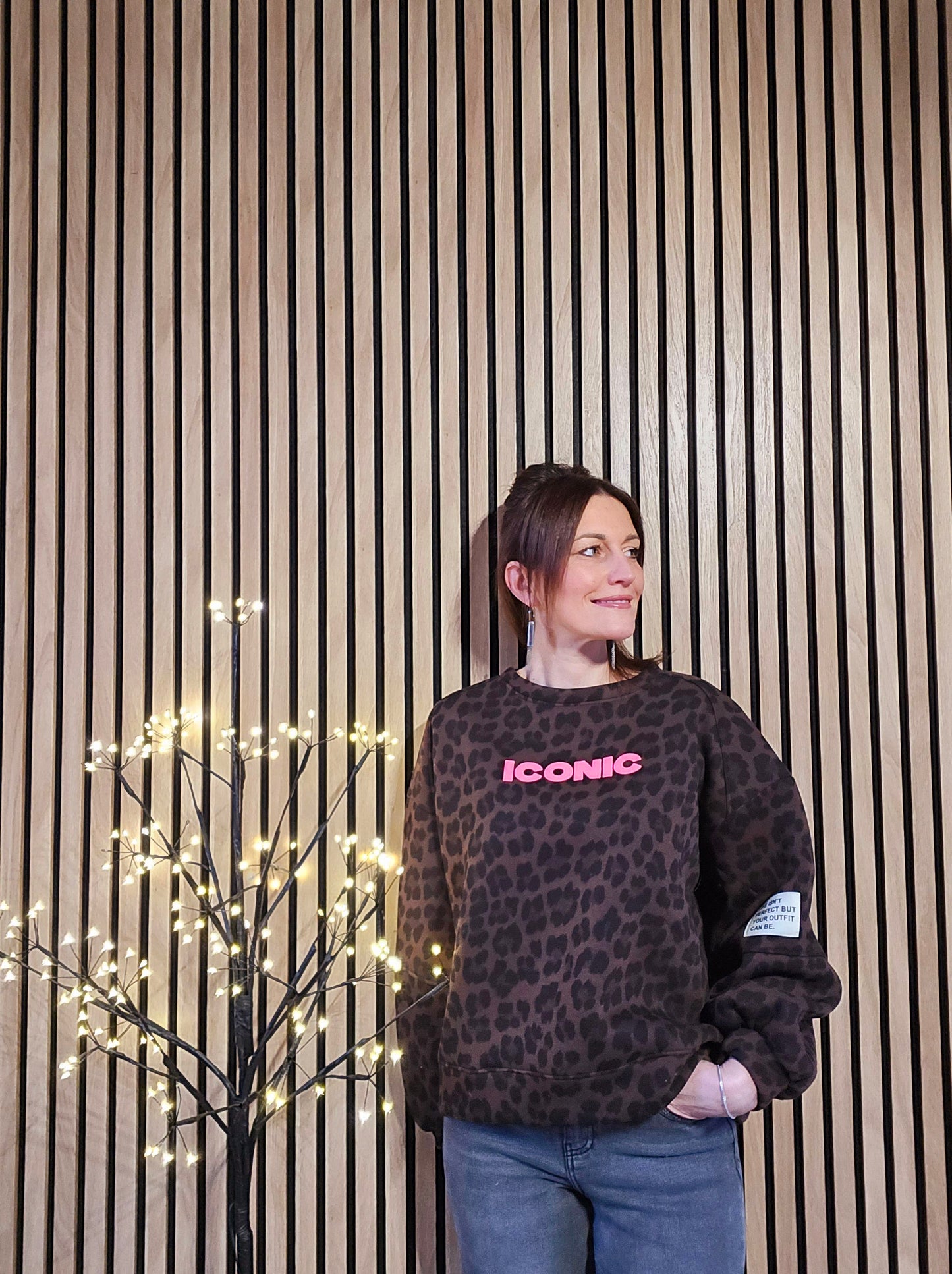 Sweat ICONIC Léopard. Marron