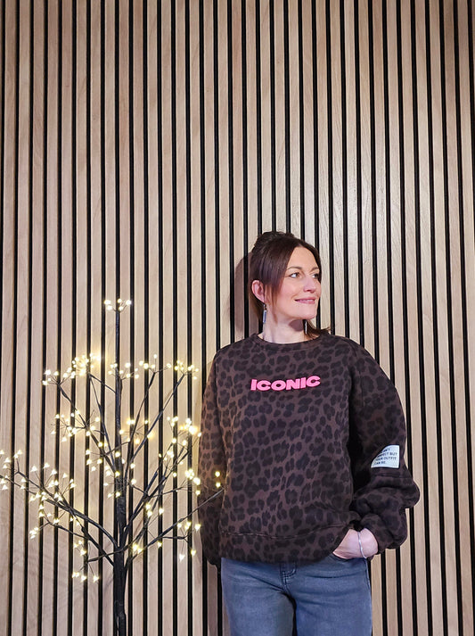 Sweat ICONIC Léopard. Marron