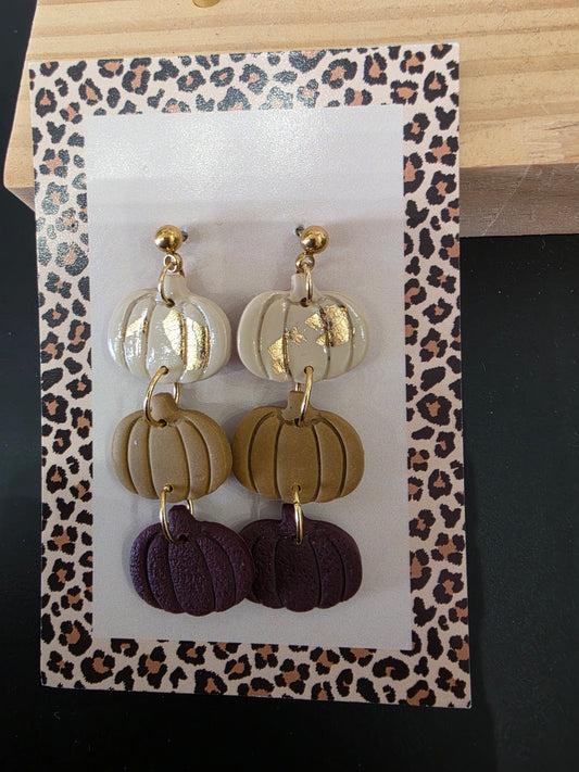 Boucles d'oreilles citrouilles marron foncé