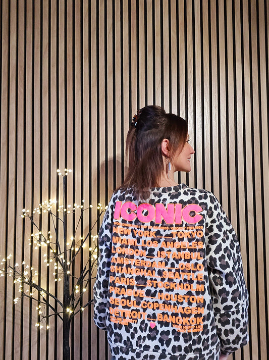 Sweat ICONIC Léopard. Beige