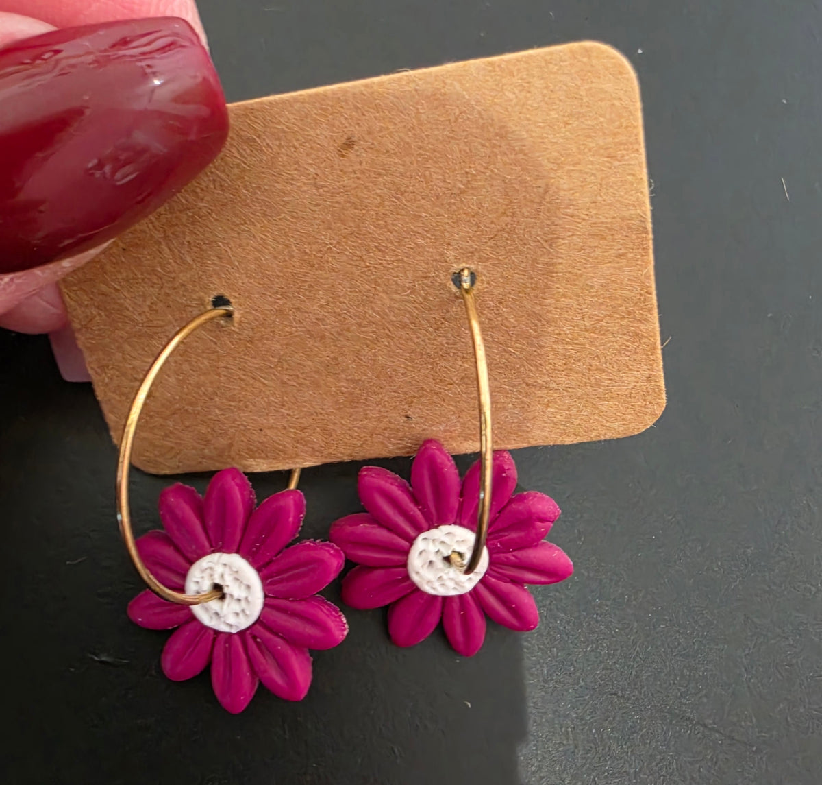 Créoles fleurs fuschia