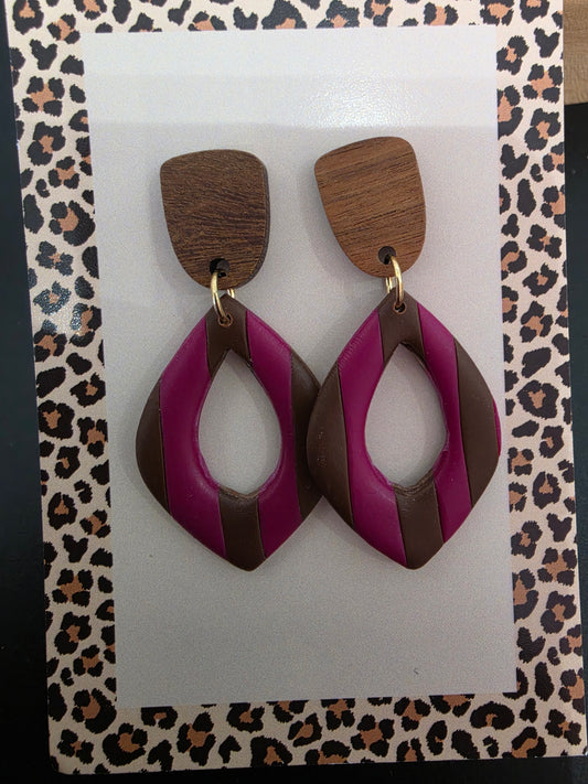 Boucles d'oreilles lignée/bois