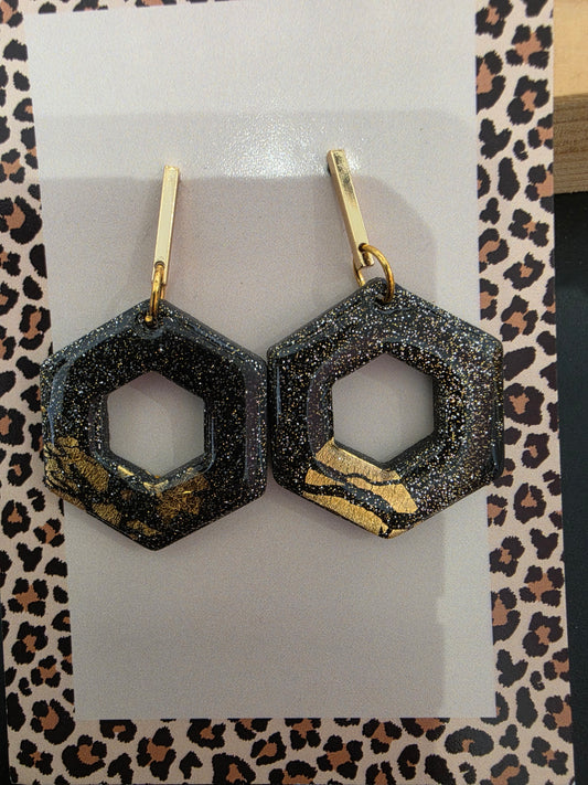 Boucles d'oreilles noires/dorées