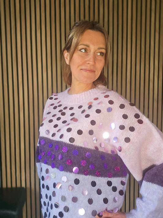 Pull rayé multicolore à sequins