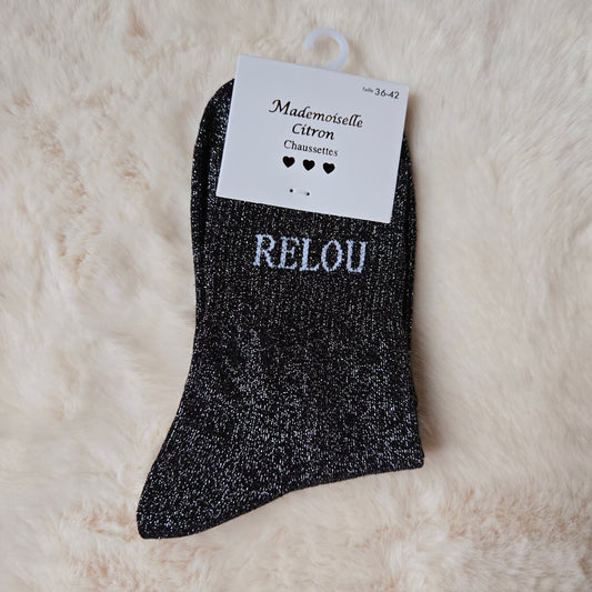 Chaussettes à paillettes "Relou" noir