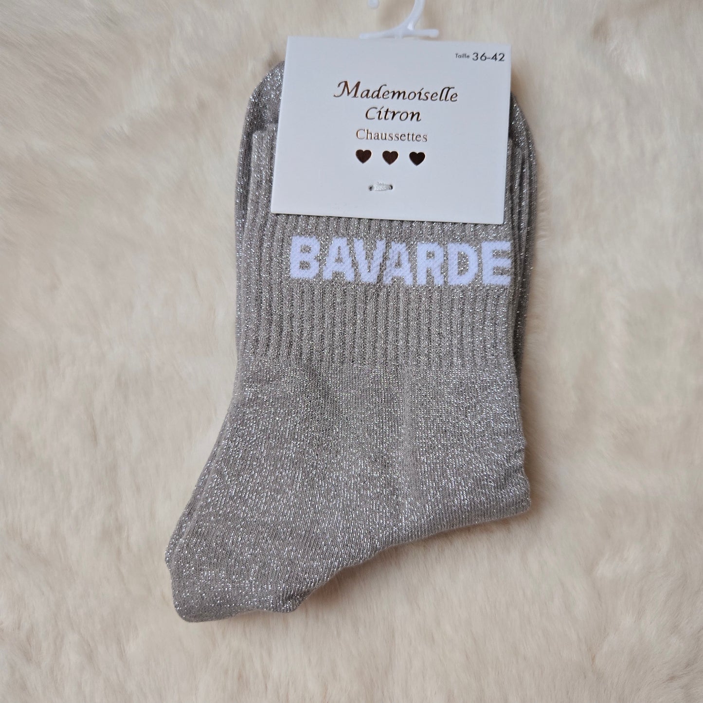 Chaussettes à paillettes "Bavarde" grise