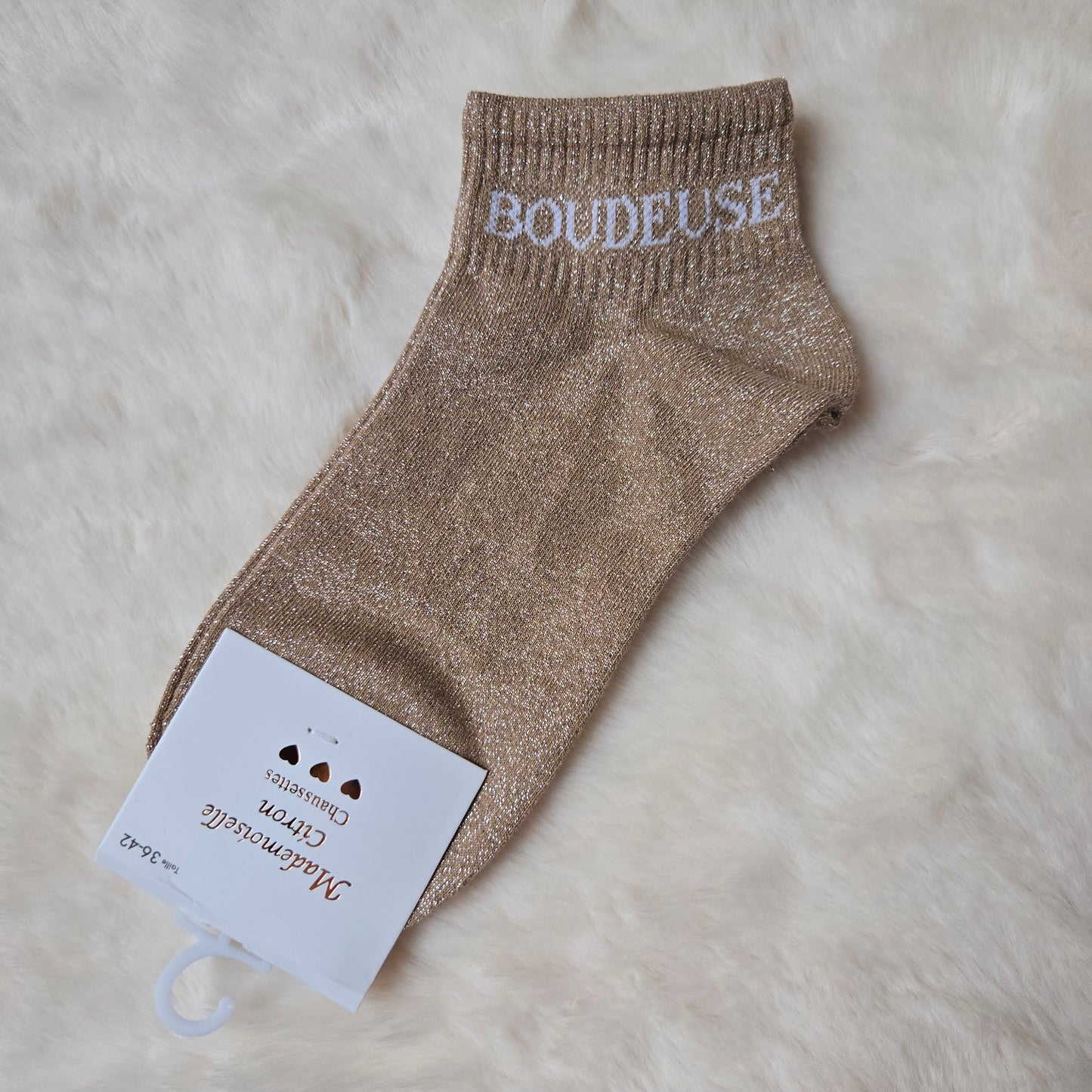Socquettes à paillettes "Boudeuse" dorée foncée