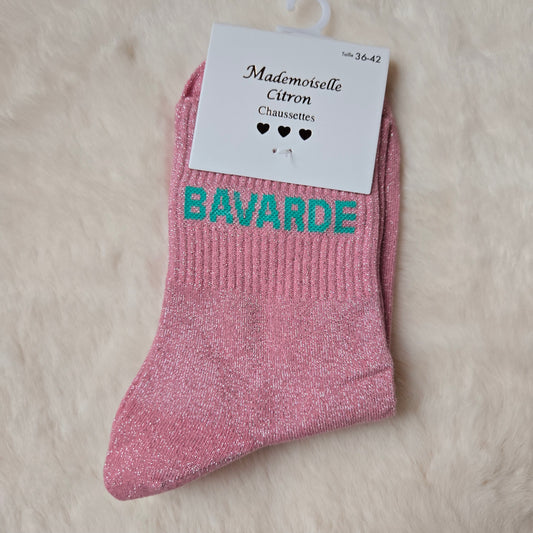 Chaussettes à paillettes "Bavarde" rose