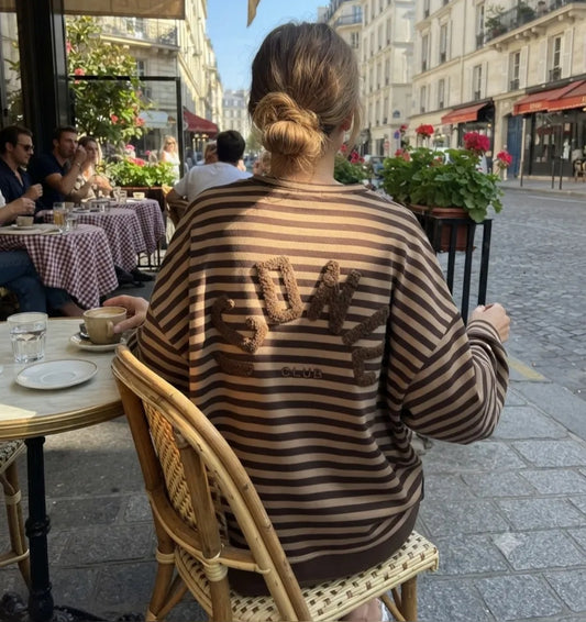 SWEAT-SHIRT MARINIÈRE AVEC FLOCAGE ICONIC DOS. Marron