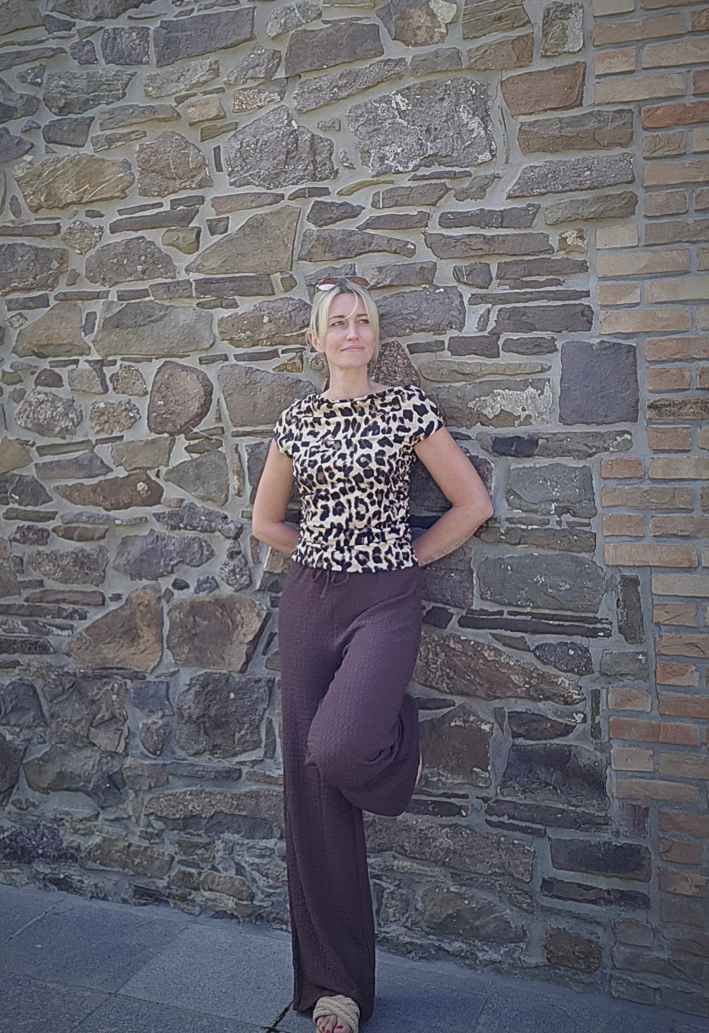 Pantalon fluide, large. Chocolat