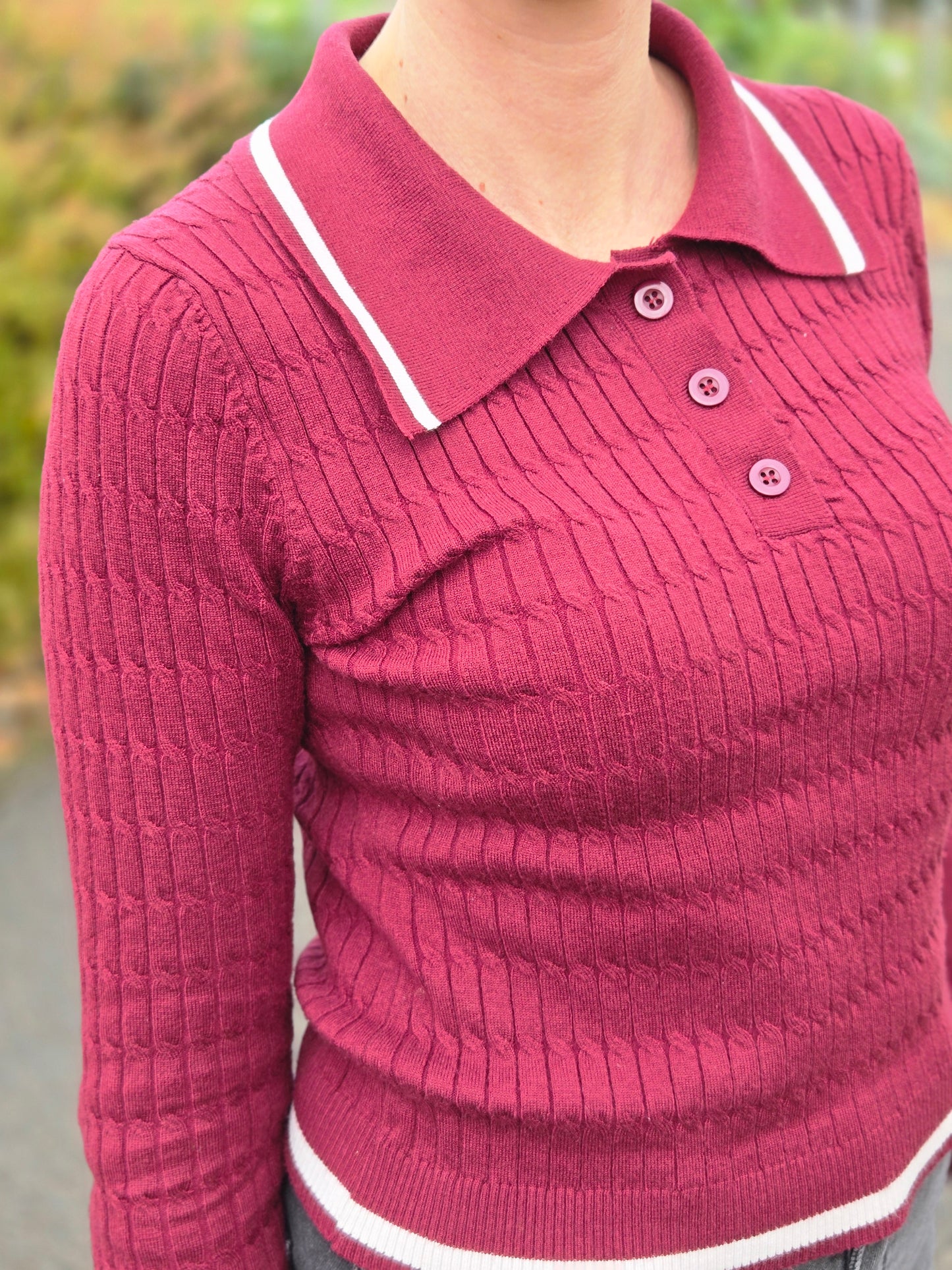 Pull fin avec col. Bordeaux