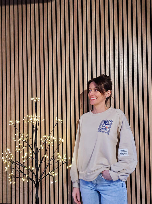 Sweat « More Amor Por Favor ». Beige